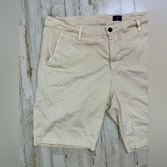 AG Adriano Goldschmied Men's Size 38R Trouser Shorts Cotton Cream - Picture 3 of 10